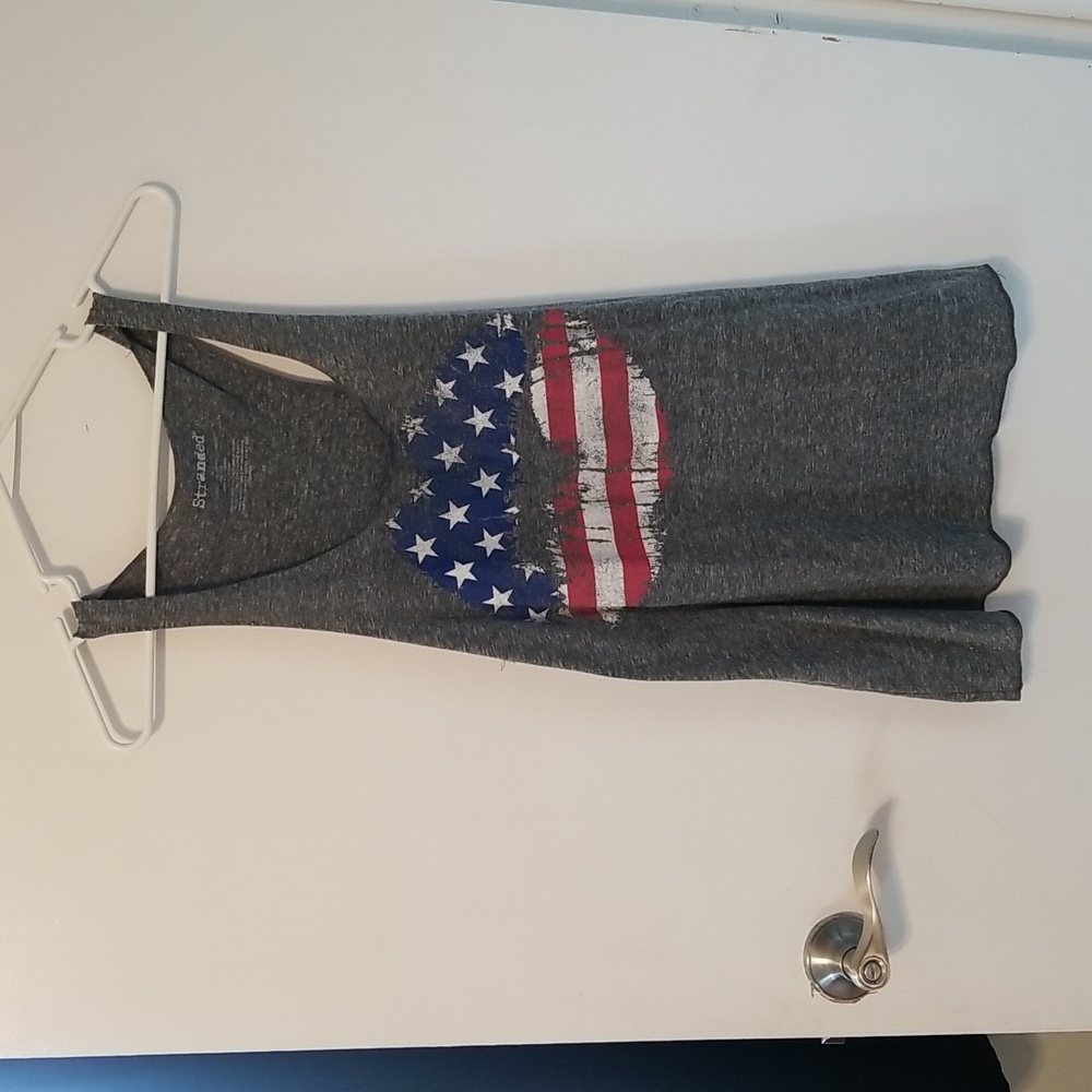 Womens red white and blue kiss tank top, XL